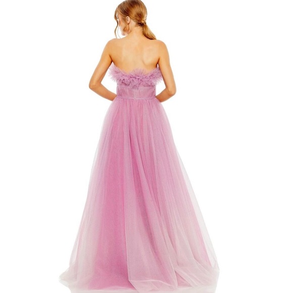 Mac Duggal Purple Strapless Glitter Tulle Gown Pink Womens 8 Prom Formal Dress - Picture 3 of 13